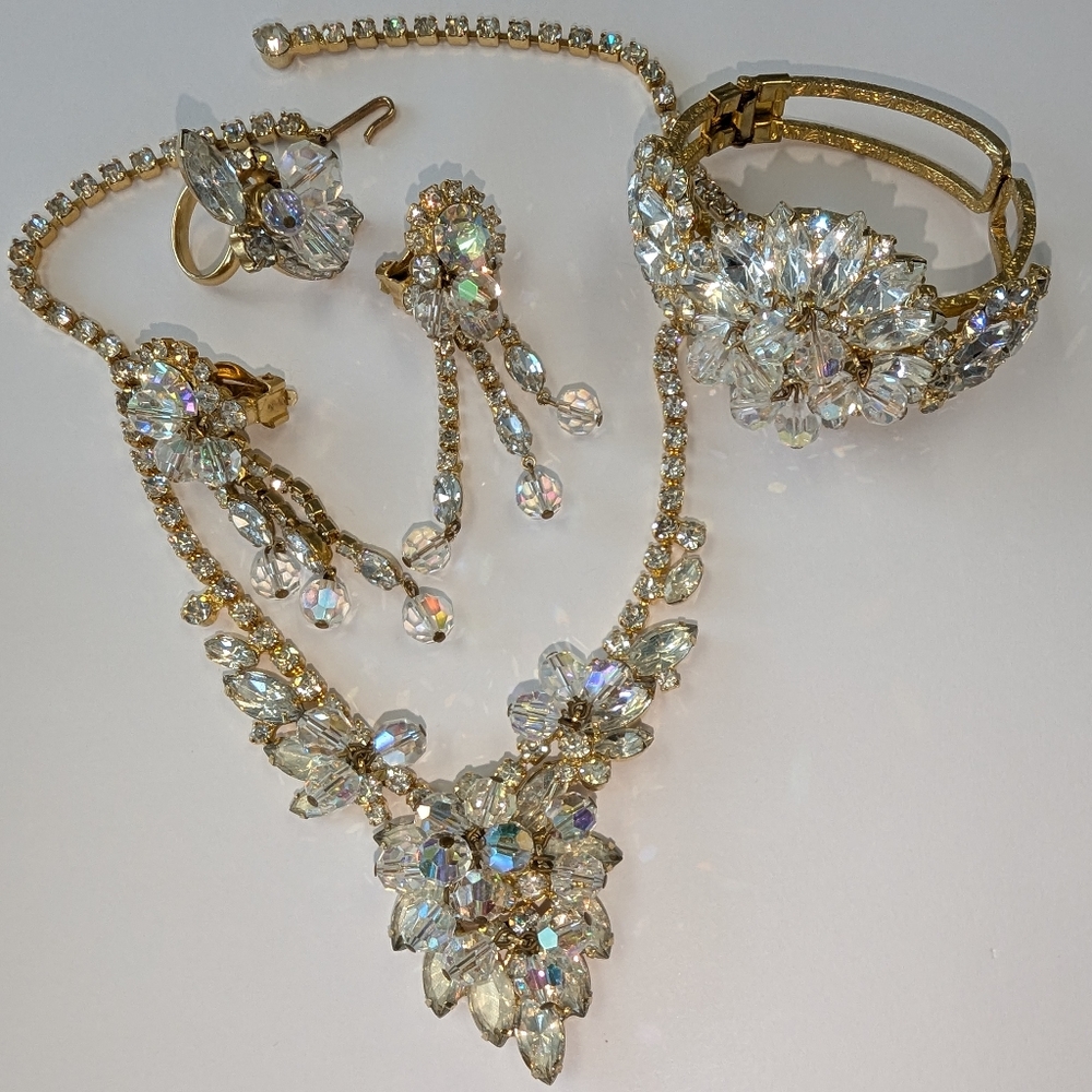 EVC 4 PIECE JULIANA GOLD TONE CLEAR & AB RHINESTONES - Picture 7 of 13